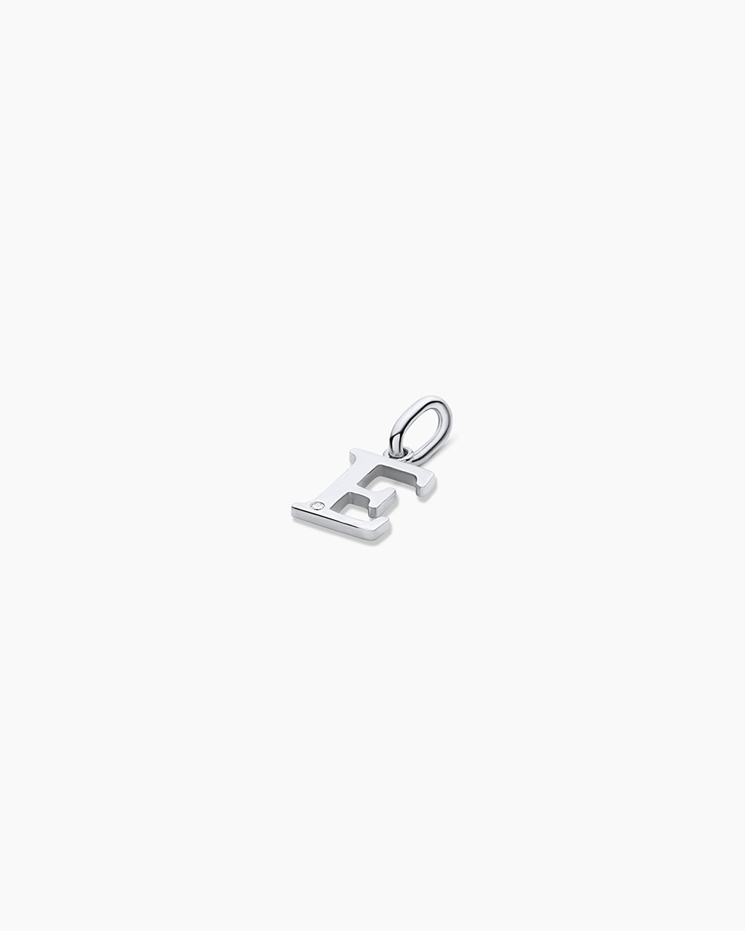 Diamond Vintage Alphabet Charm || option::14K Solid White Gold, E