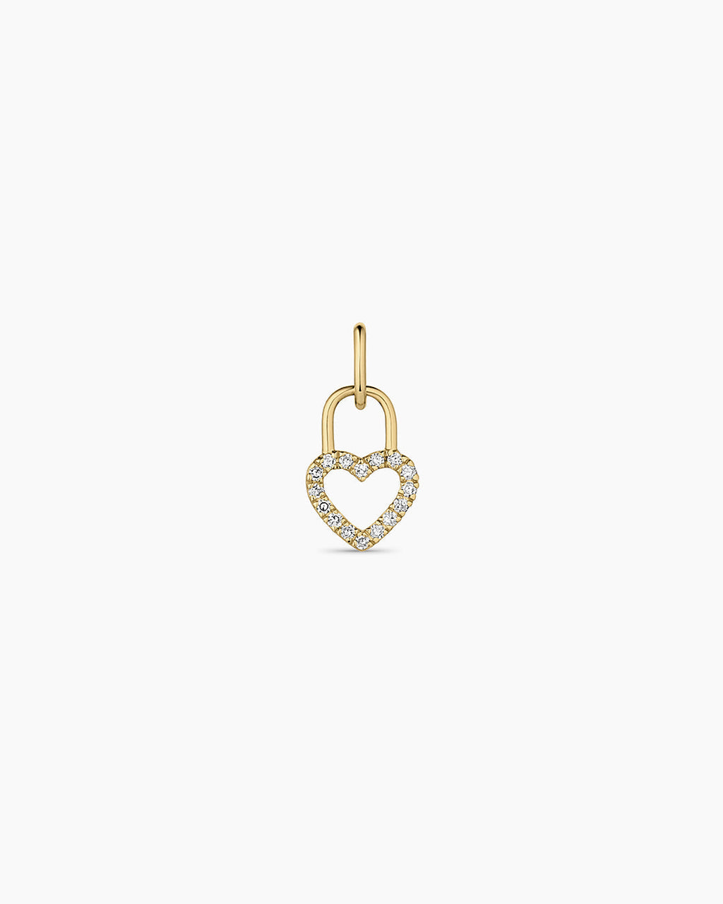 Diamond Heart Padlock Charm || option::14K Solid Gold