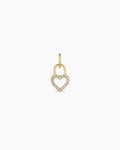 Diamond Heart Padlock Charm || option::14K Solid Gold