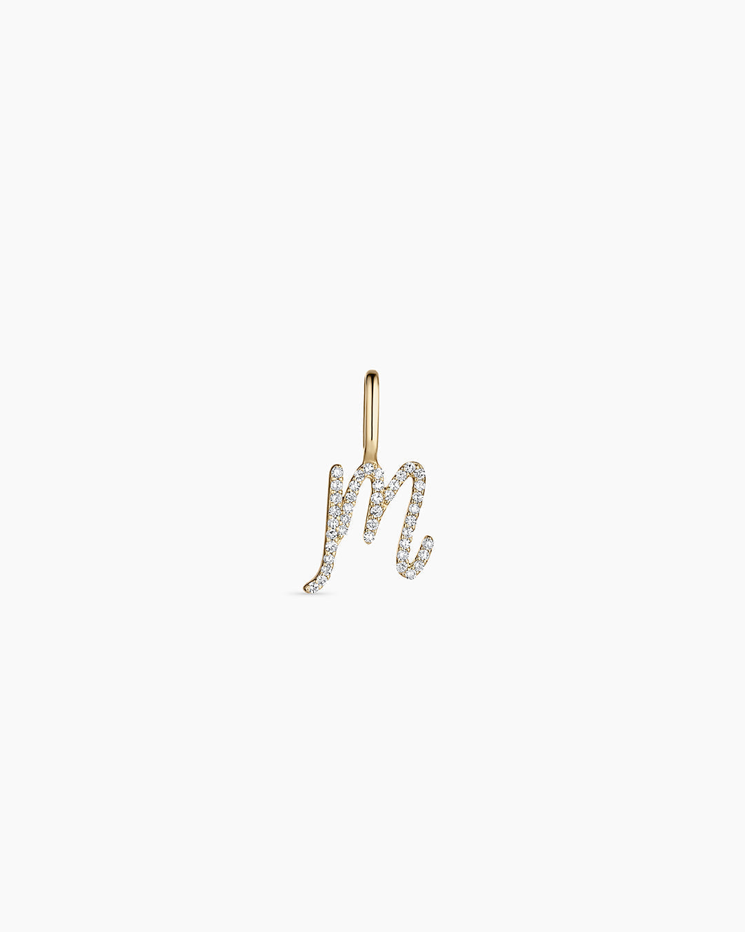 Diamond Script Alphabet Charm || option::14K Solid Gold, M