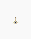 Diamond and Blue Sapphire Evil Eye Charm || option::14K Solid Gold