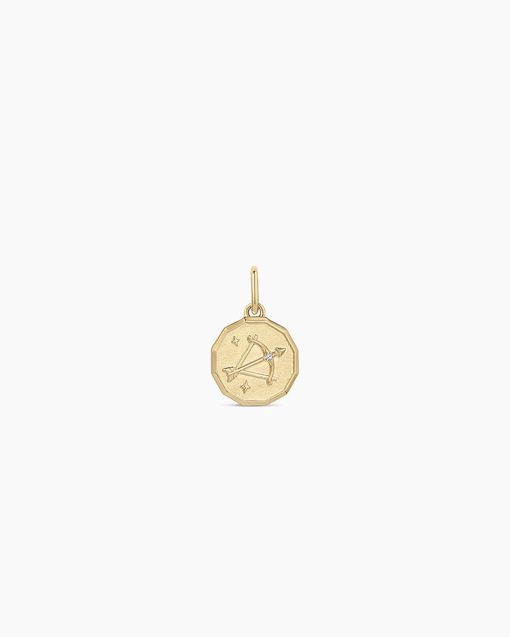 Diamond Zodiac Coin Charm || option::14K Solid Gold, Sagittarius