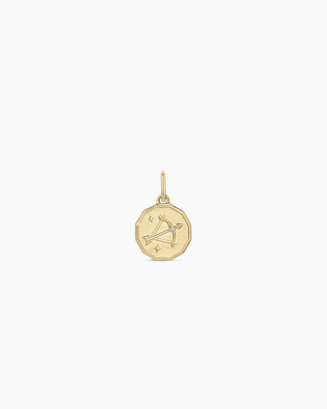 Diamond Zodiac Coin Charm || option::14K Solid Gold, Sagittarius